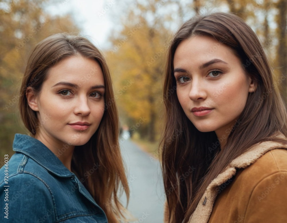 Image of two young women. AI generation