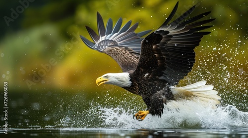bald eagle Catch fish on the surface of the water Can see prey while hunting Make a big splash like an eagle diving for fish.
