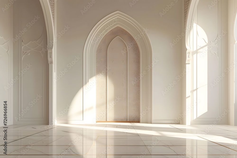 Minimalist and Modern Image: Mosque Prayer Room Door with Islamic Decorative Elements