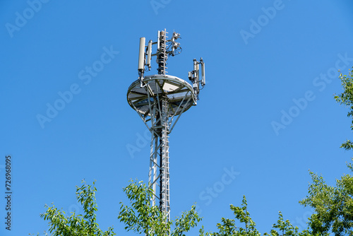 Platform at height with antennas for communication devices, lte and 5g