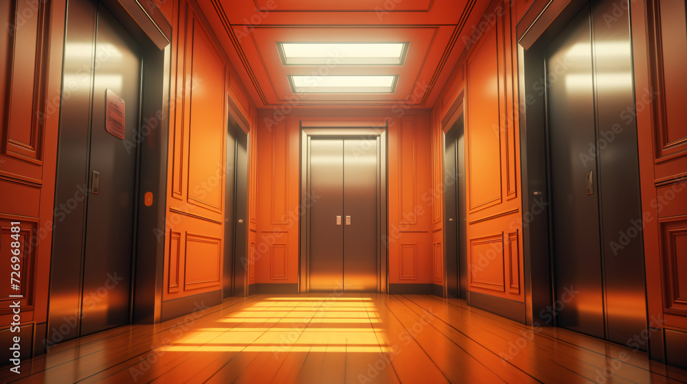 The elevator in the corridor