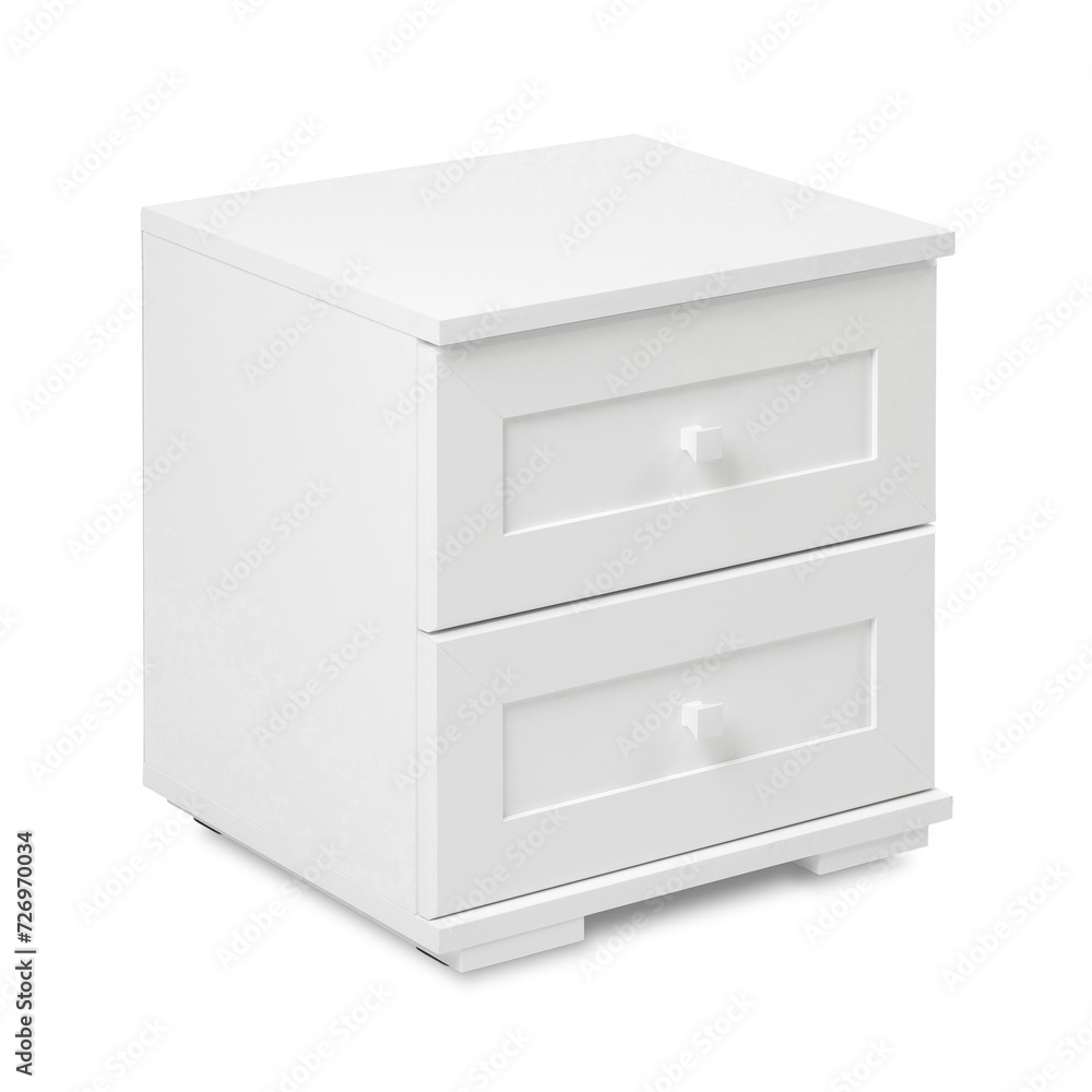 white wooden bedside table with drawers isolated on a white background white wooden bedside table with drawers isolated on a white background
