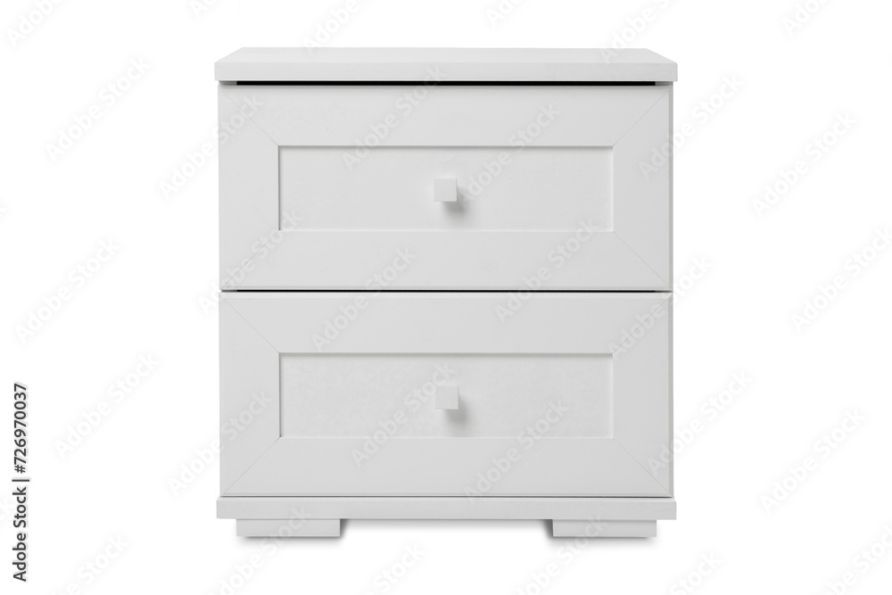 white wooden bedside table with drawers isolated on a white background white wooden bedside table with drawers isolated on a white background