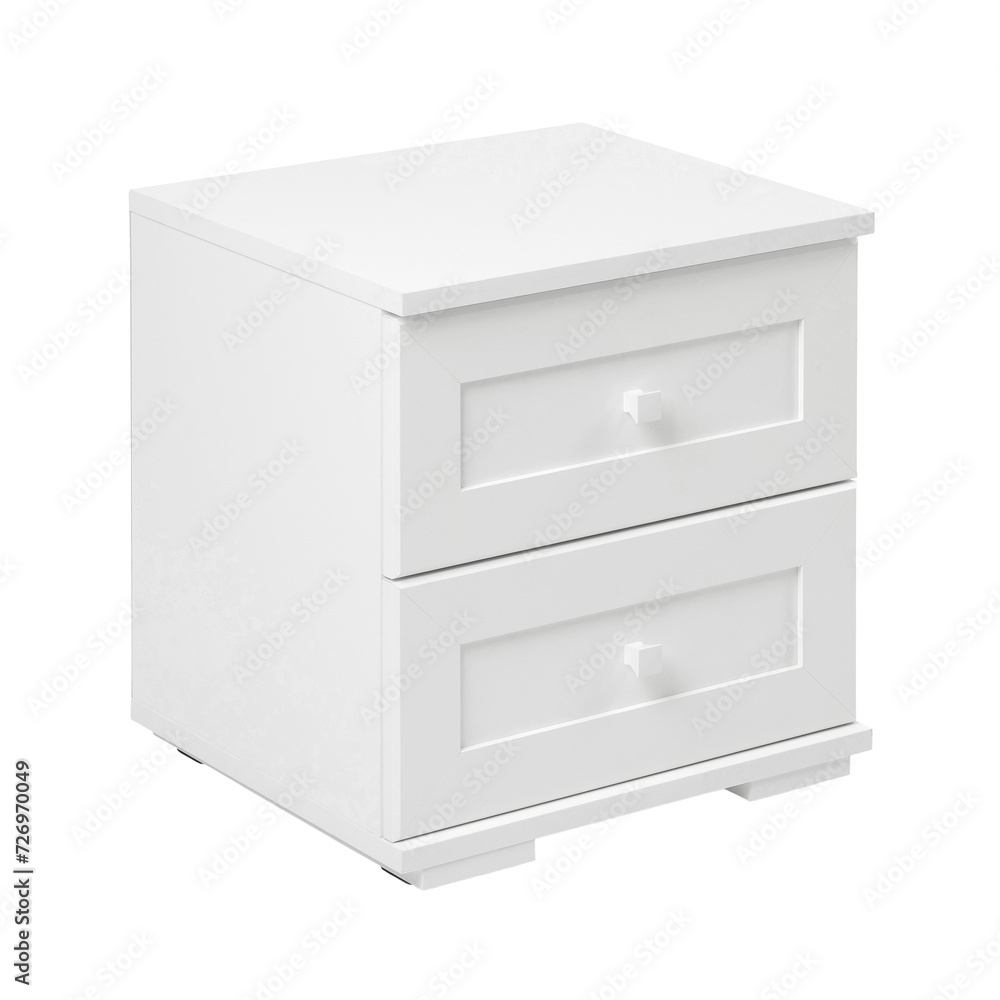 white wooden bedside table with drawers isolated on a white background white wooden bedside table with drawers isolated on a white background
