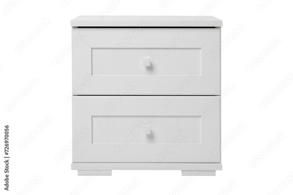 white wooden bedside table with drawers isolated on a white background white wooden bedside table with drawers isolated on a white background