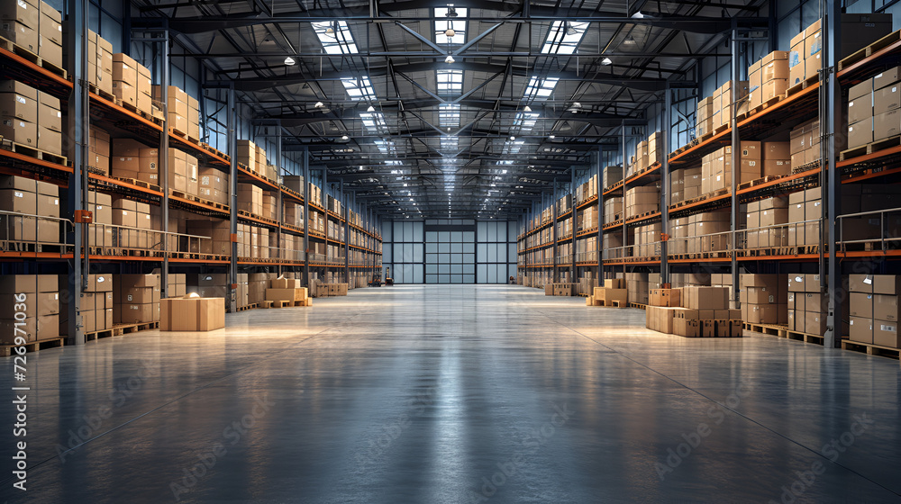 Warehouse or industry building interior.generative ai