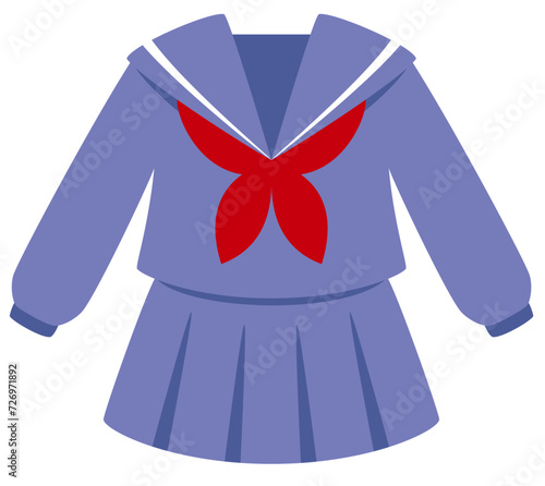 シンプルなセーラー服のアイコン（冬服長袖）png、ベクター使用推奨／uniform
