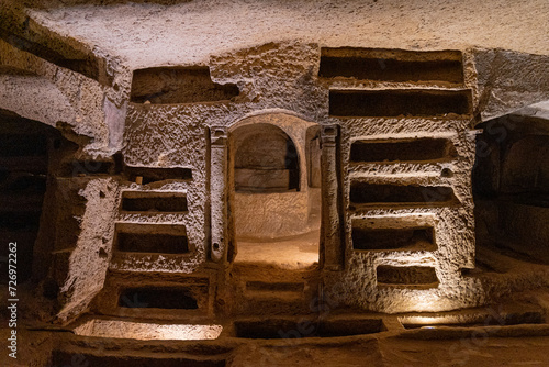 The Catacombs of San Gennaro in Naples. Italy, Europe.