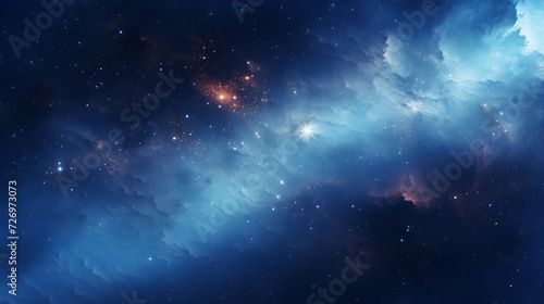The universe and Nebula blue background