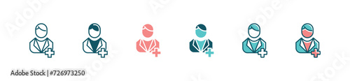 medicals docter consultation icon set health care ask paramedic staff person vector illustration