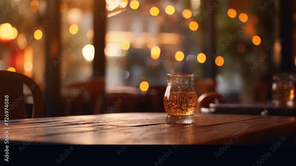 Empty wooden table in cafe or restaurant Empty wooden table in cafe or restaurant