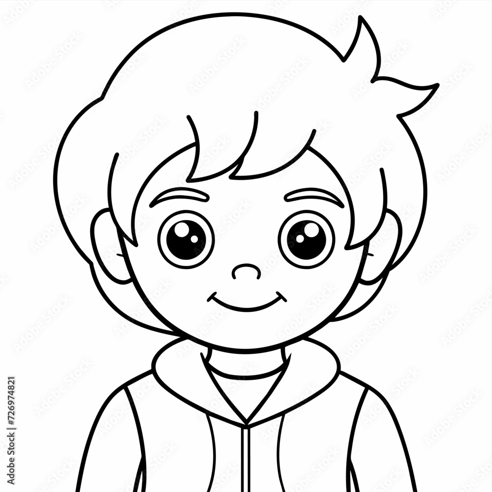 boy black and white vector illustration for coloring book	