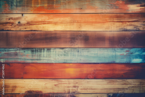 Close up of wooden wall with different colors of paint.