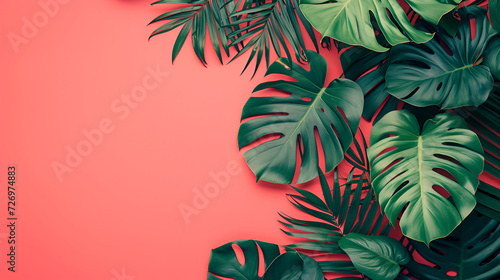 palm leaves on isolated background, copy space, generative ai