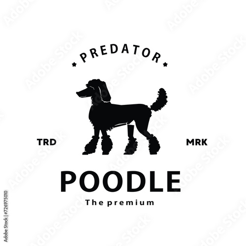 vintage retro hipster poodle  logo vector outline silhouette art icon