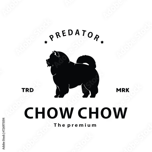 vintage retro hipster chow chow logo vector outline silhouette art icon