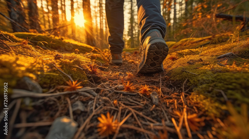 Hikers walking in the forest