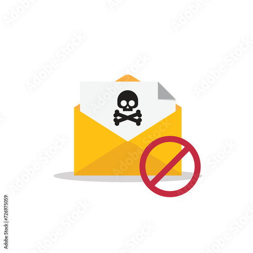 Spamming mailbox icon. Email hacking and spam warning symbol. EPS10 Vector Illustration.	