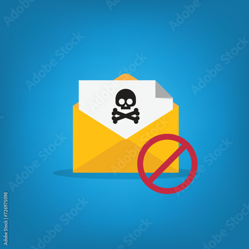 Spamming mailbox icon. Email hacking and spam warning symbol. EPS10 Vector Illustration.	