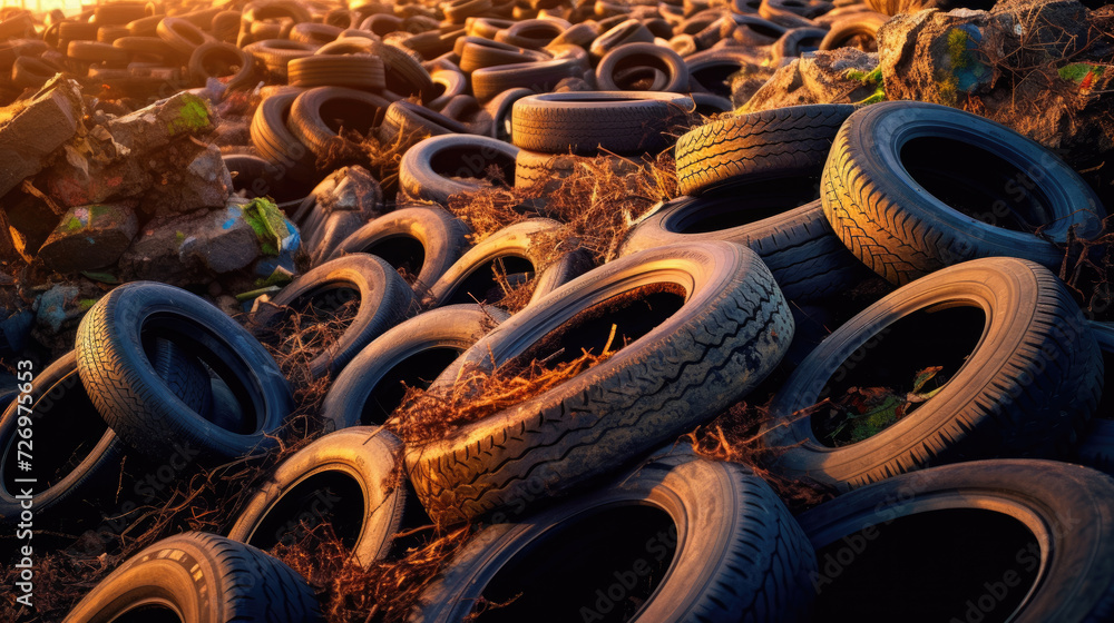 Obraz premium Tire cemetery, tire dump
