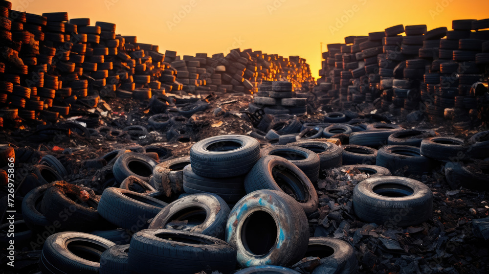 Obraz premium Tire cemetery, tire dump
