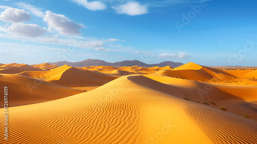 Morocco. Sand dunes of Sahara desert, generative ai © Saleem