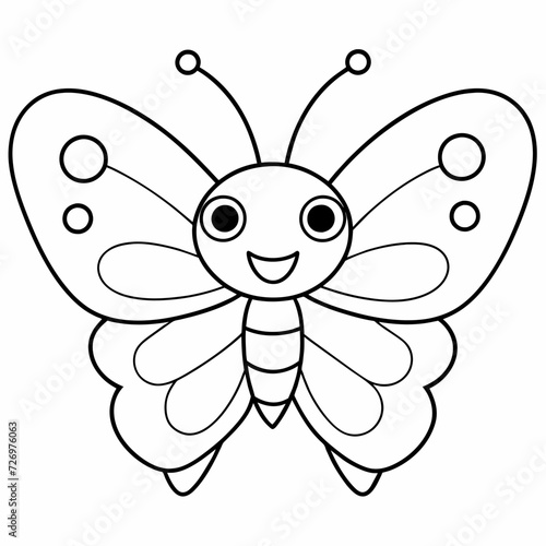 butterfly black and white vector illustration for coloring book	