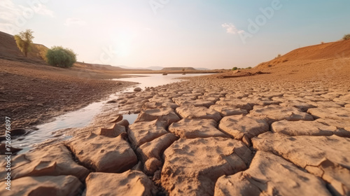 Drying up of lakes and rivers in summer