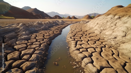 Drying up of lakes and rivers in summer