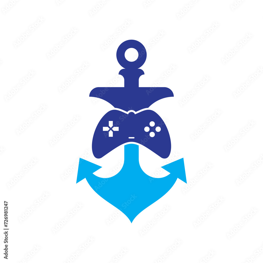 Game controller and anchor logo template. Joystick and anchor logo