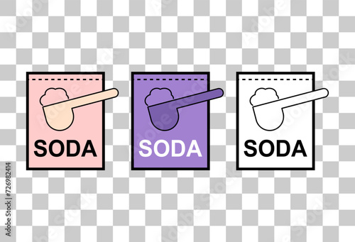 Set of Baking soda ingredient icon, cook design symbol, bakery product vector illustration