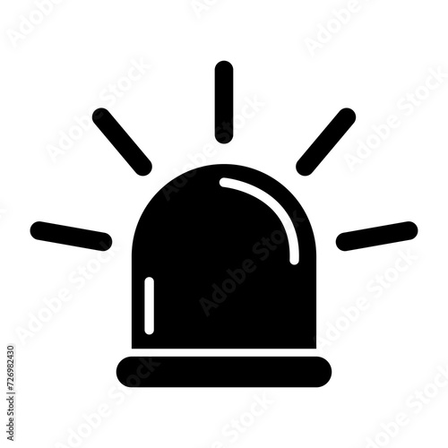 Siren fire alarm sign, signal danger light symbol, ambulance police alert vector illustration