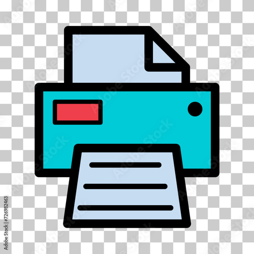Printer document web icon, printout machine technology flat sign vector illustration