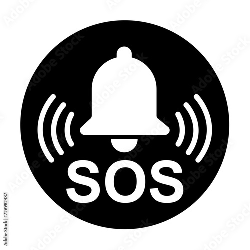 SOS help icon, safety support alert flat design, save vector illustration