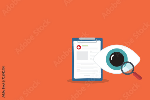 Eyesight medical consultation. Optometry.  Eye protection. Ophthalmology vector illustration. 