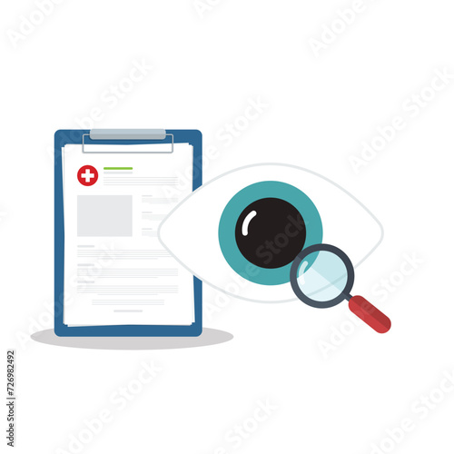 Eyesight medical consultation. Optometry.  Eye protection. Ophthalmology vector illustration. 
