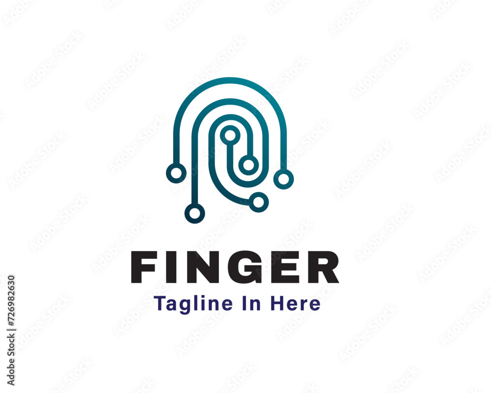 line art tech connection finger biometric logo icon symbol design template illustration inspiration line art tech connection finger biometric logo icon symbol design template illustration inspiration