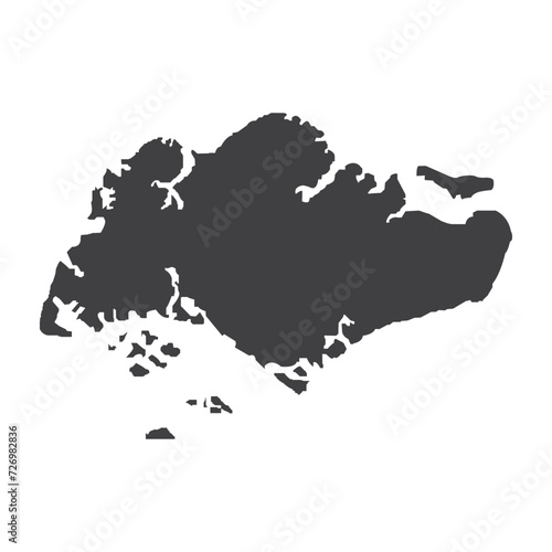 Singapore Map Black Silhouette vector illustration.