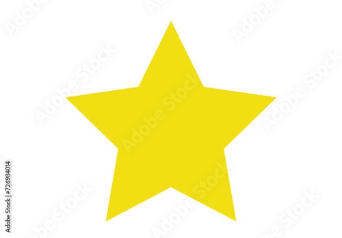 5 pointed Slanted style Star Yellow Flat Art. Editable Clip Art.