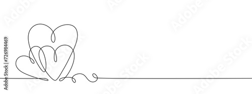 Two heart one line continous vector illustration, two heart line art style vector illustration