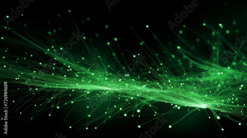 Futuristic green fiber optics illuminating a stylish black background - abstract technology concept © Ashi