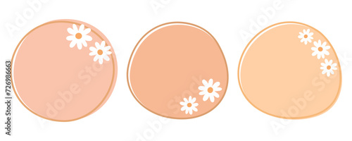 Set of hand drawn circle backgrounds with daisy flower vector illustration.