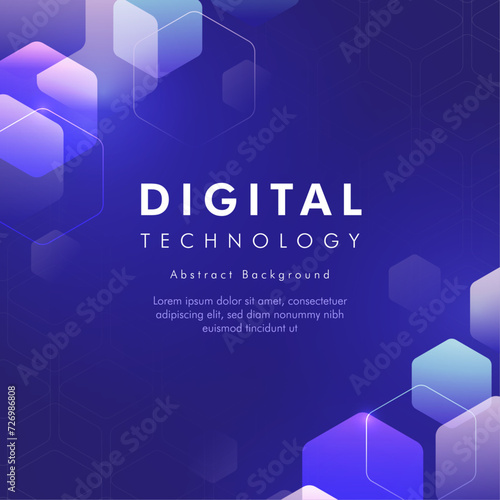 Digital technology abstract square banner background