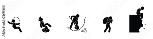 man digs a hole, abyss, hole, falling into a hatch, finding treasure