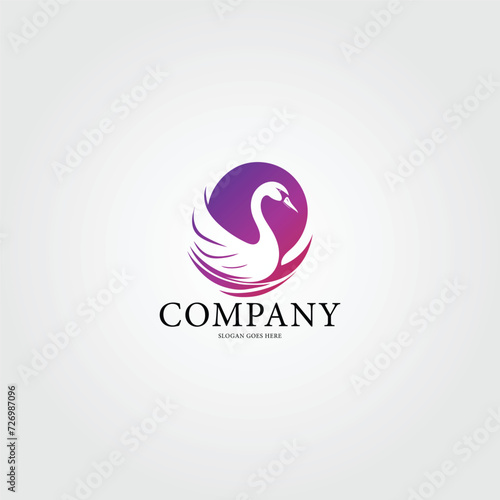 vector logo swan simple design