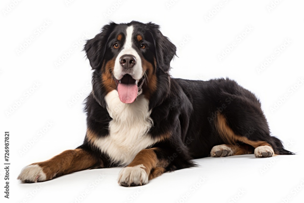 Bernese Mountain dog on a white background. breed of dog, a pet.