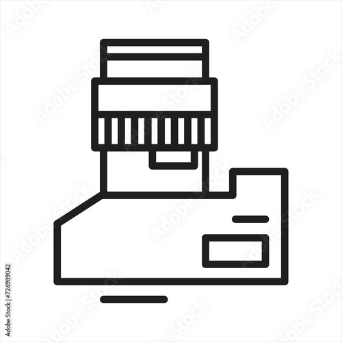 Camera dslr, top view line icon, vector. Camera dslr, top view outline sign, concept symbol, flat illustration