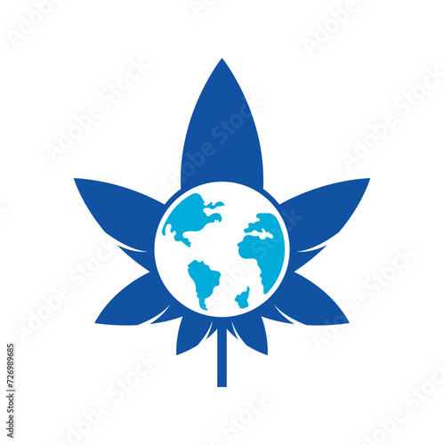 world cannabis vector logo icon. cannabis world logo design template for marijuana company.	