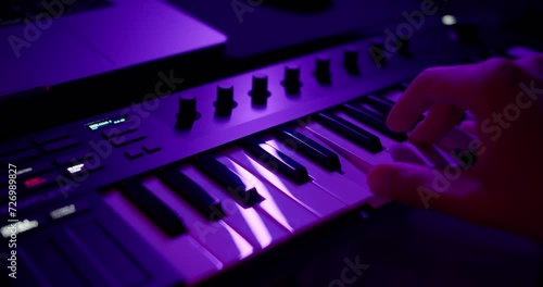 Playing on midi keyboard, recording session