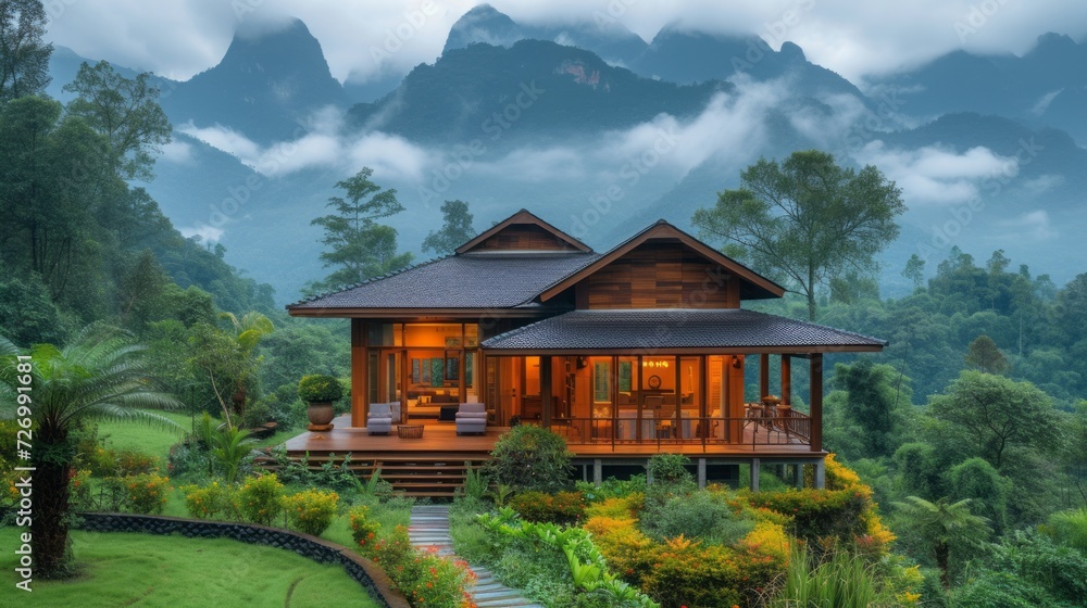 Home with Beautiful Mountain View at Phu Langka National Park, Thailand. Home with Beautiful Mountain View at Phu Langka National Park, Thailand.